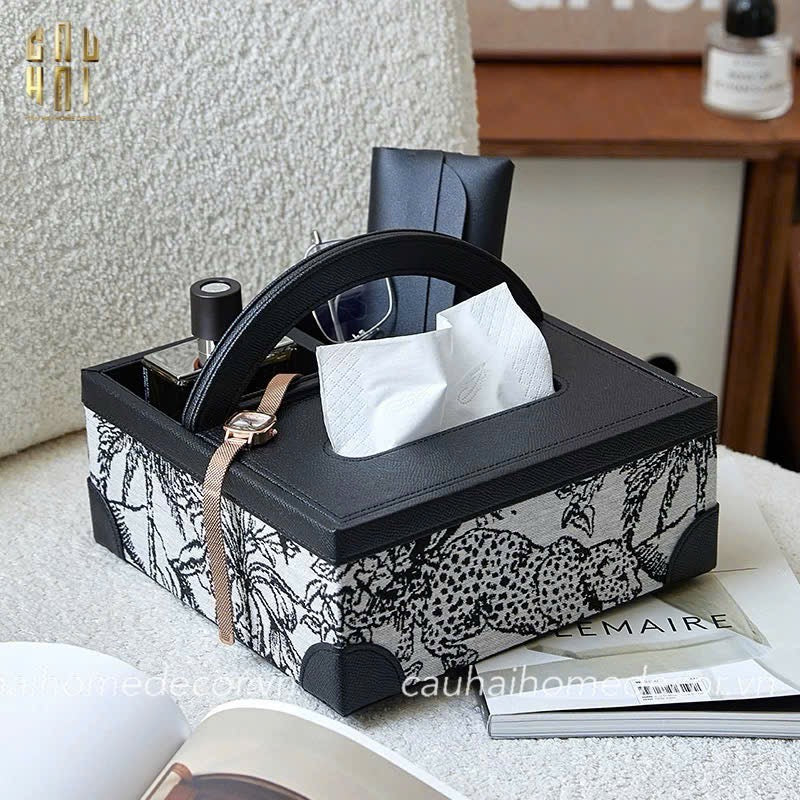 HỘP KHĂN GIẤY DA HANDY JUNGLE TOILE D.O-CẬU HAI HOME DECOR
