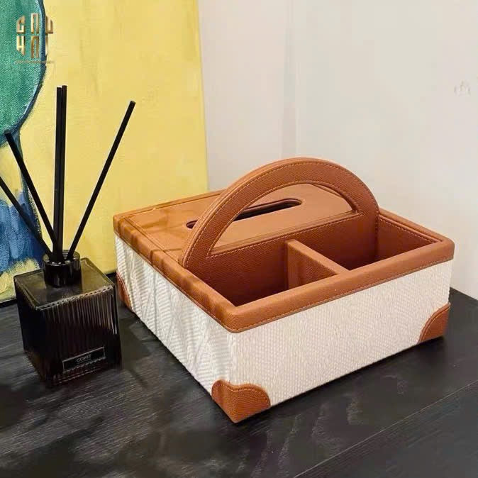 HỘP KHĂN GIẤY DA HANDY MARRON 3 NGĂN