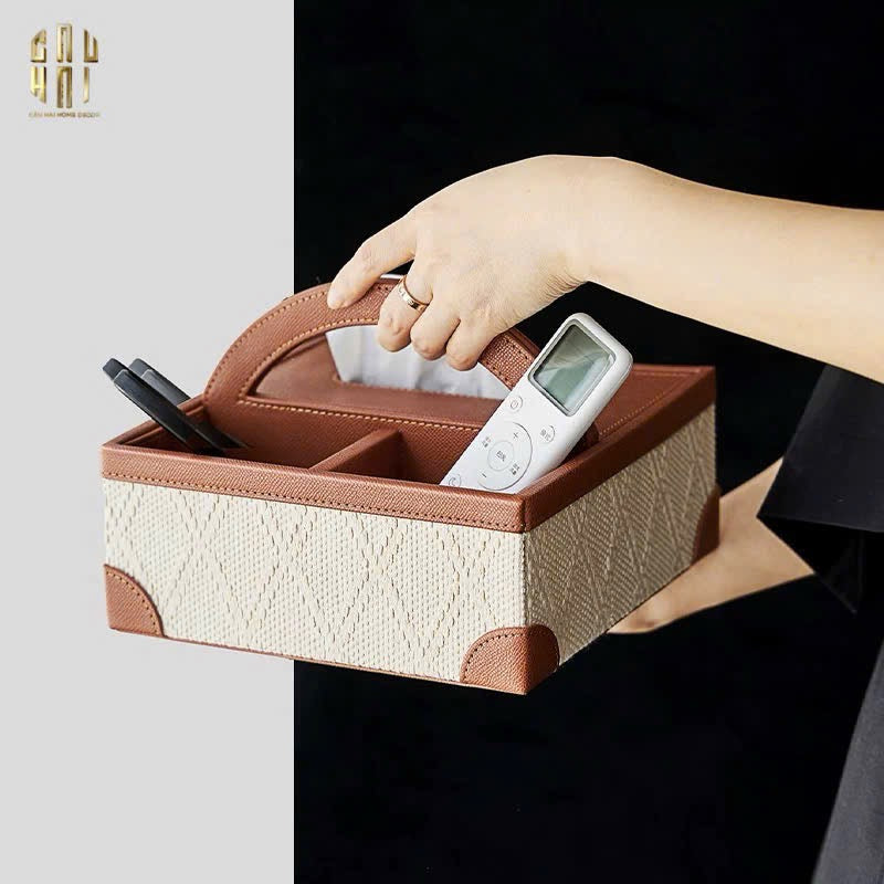 HỘP KHĂN GIẤY DA HANDY MARRON 3 NGĂN