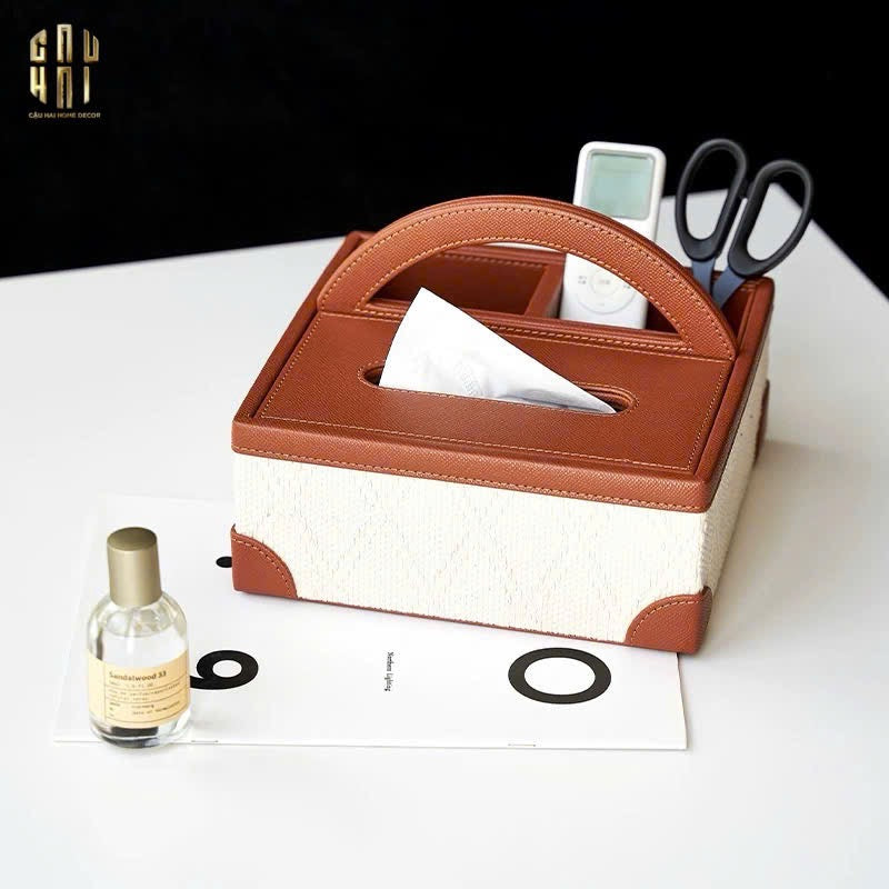 HỘP KHĂN GIẤY DA HANDY MARRON 3 NGĂN