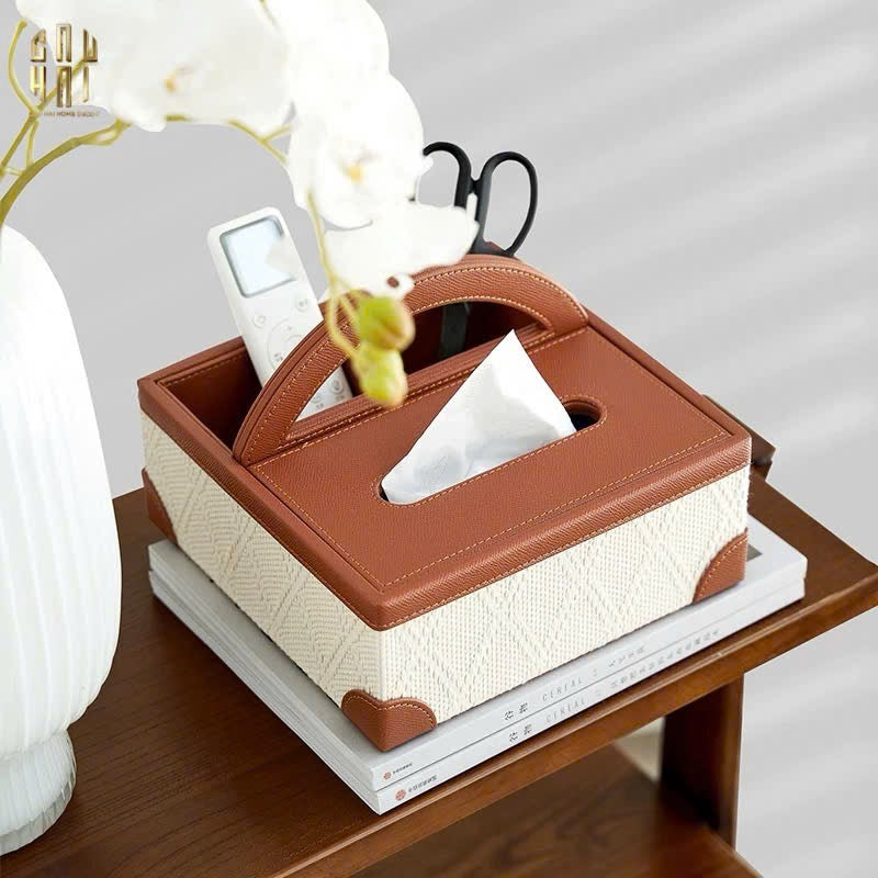 HỘP KHĂN GIẤY DA HANDY MARRON 3 NGĂN