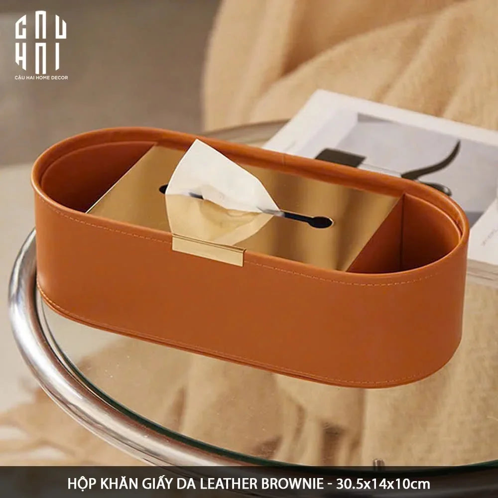 HỘP KHĂN GIẤY DA PU GOLDEN LEATHER TRESOR SS25-CẬU HAI HOME DECOR