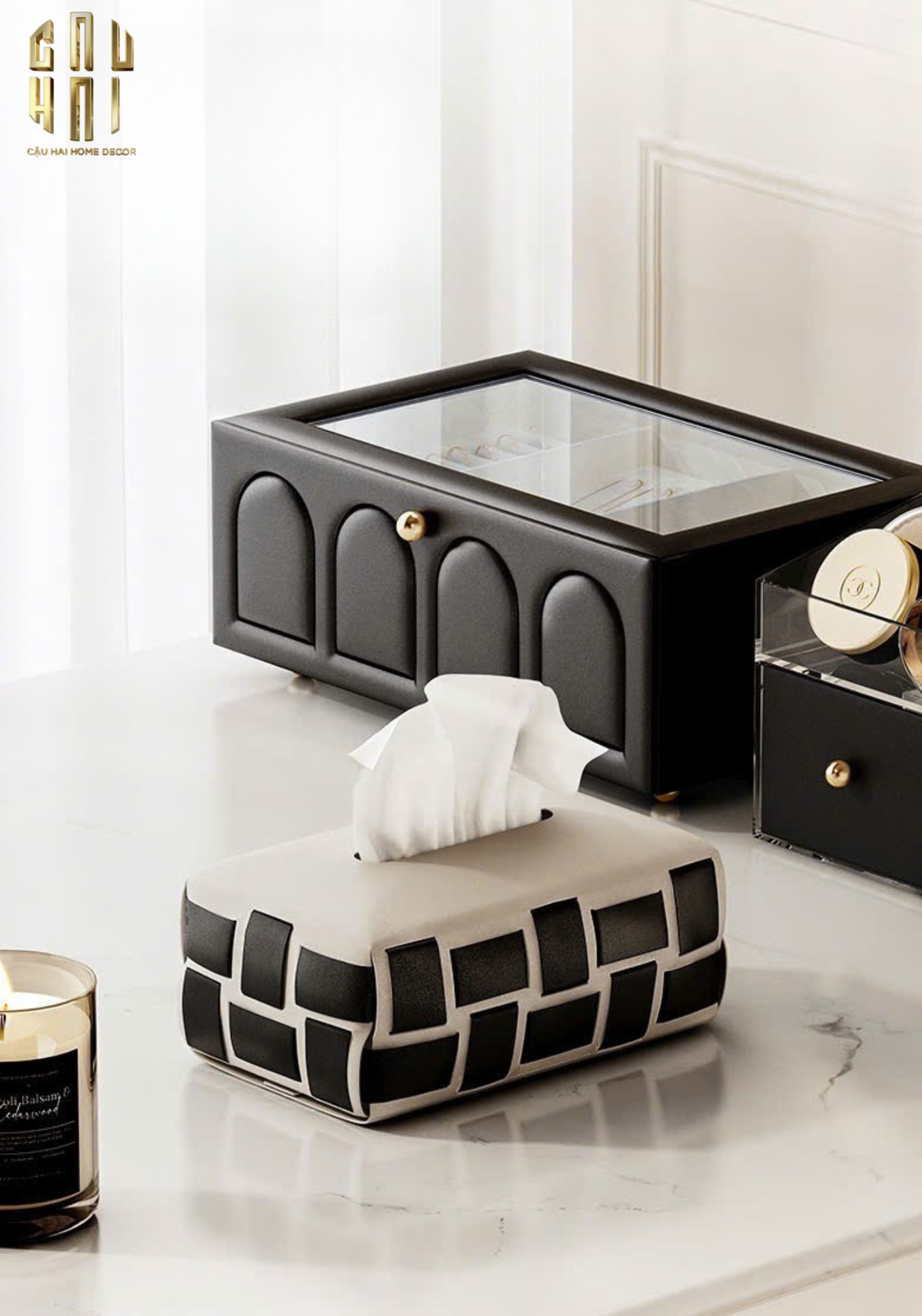 HỘP TRANG SỨC DA 2 IN 1 DUO ELEGANCE - LEATHER JEWELRY BOX