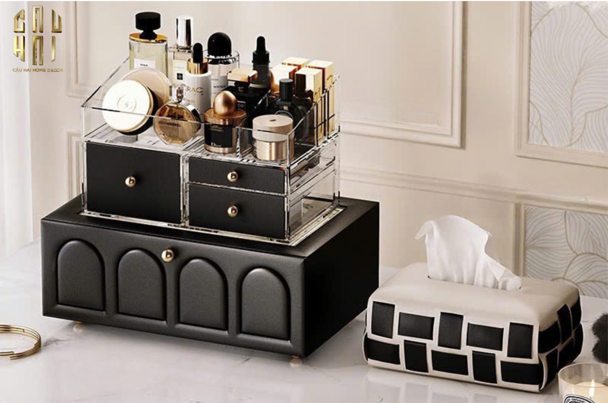 HỘP TRANG SỨC DA 2 IN 1 DUO ELEGANCE - LEATHER JEWELRY BOX