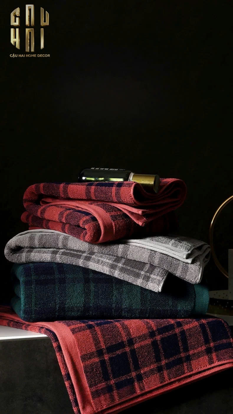 KHĂN TẮM 70X140 - MOTIF À CARREAU PREMIUM BATH TOWEL-14- Cậu Hai Home Decor