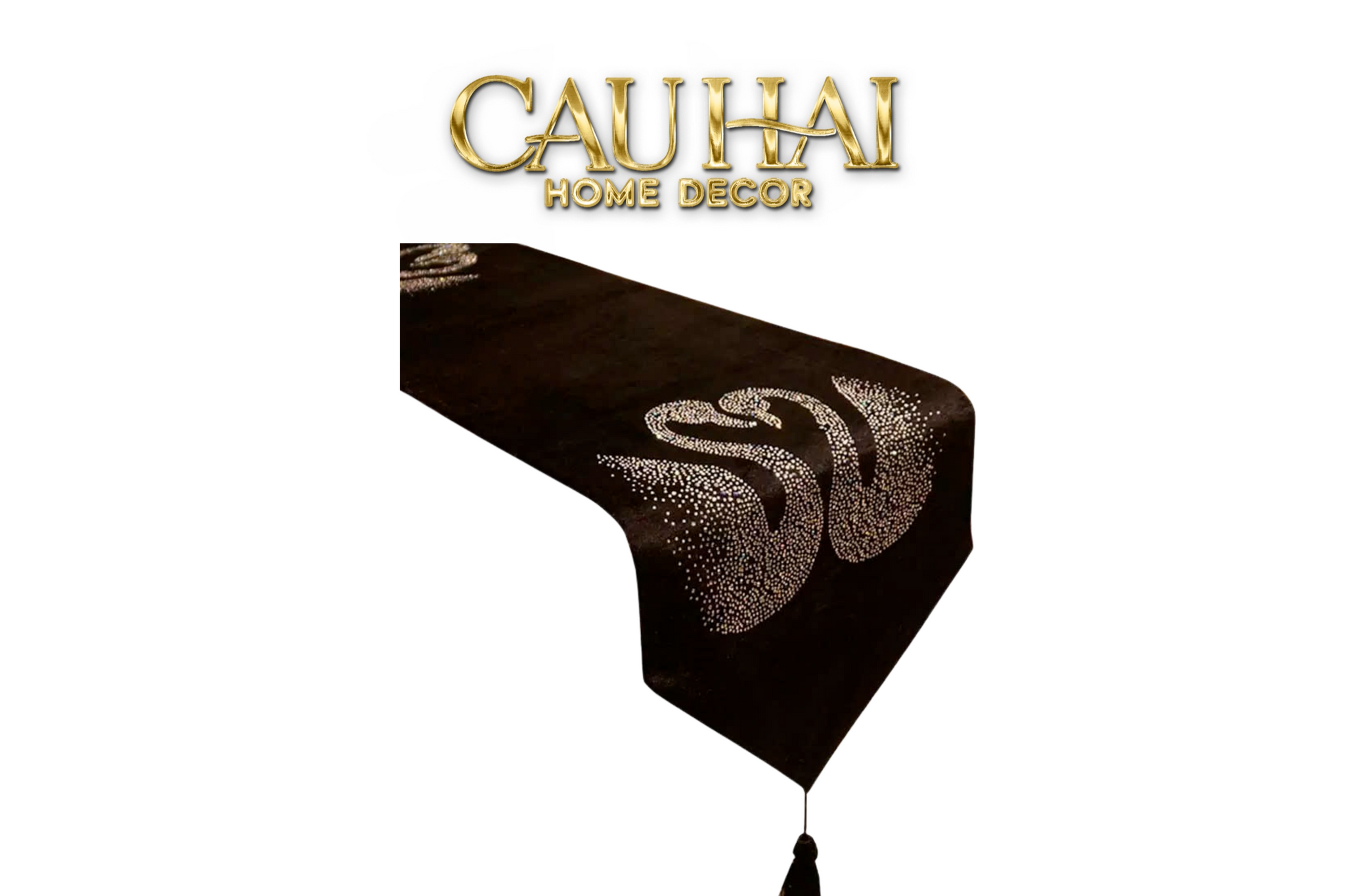 KHĂN TRẢI BÀN - ENIGMA SWAN VELVET 30x220-1- Cậu Hai Home Decor
