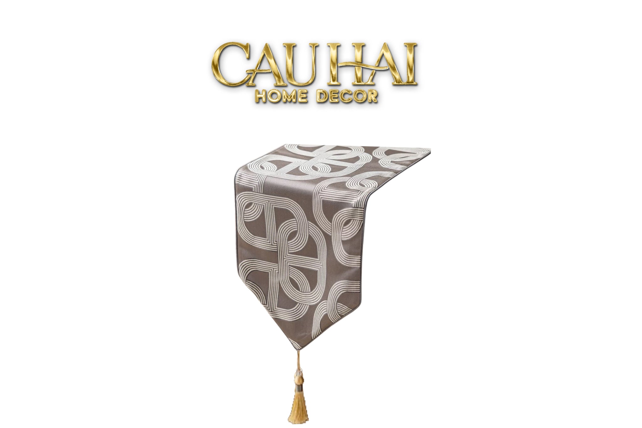 KHĂN TRẢI BÀN - SATIN CHAÎNE D’ANCRE GRIS 32x240-1- Cậu Hai Home Decor