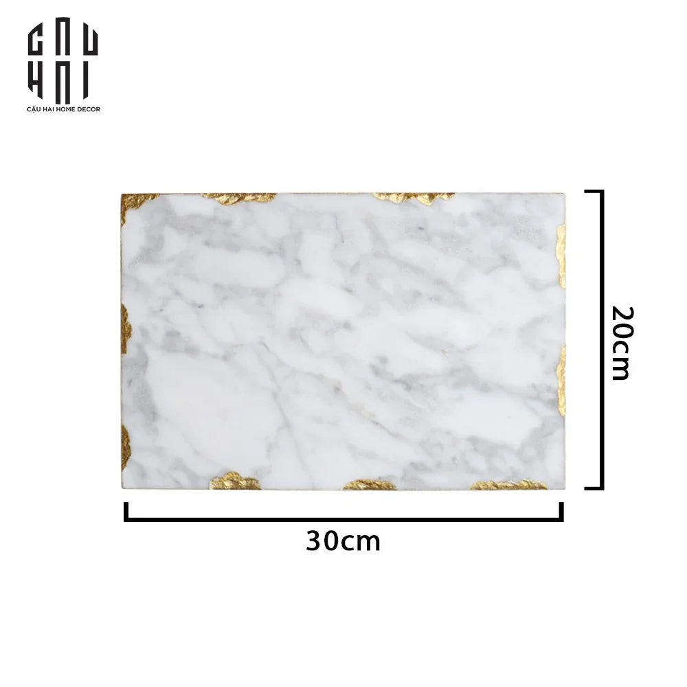 KHAY ĐÁ MARBLE - GOLD DUST 24K PRIME - RECTANGLE-CẬU HAI HOME DECOR