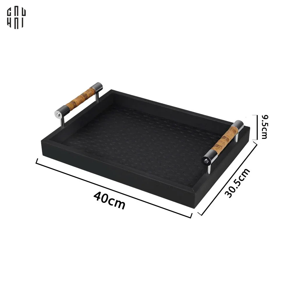 KHAY DA TRANG TRÍ LEATHER BLACK MORIUS TRAY SS25