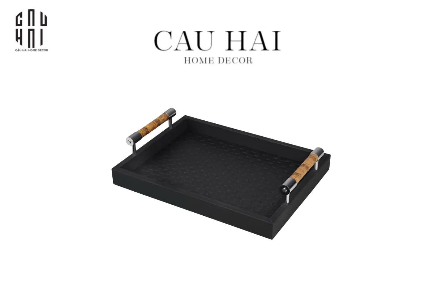 KHAY DA TRANG TRÍ LEATHER BLACK MORIUS TRAY SS25