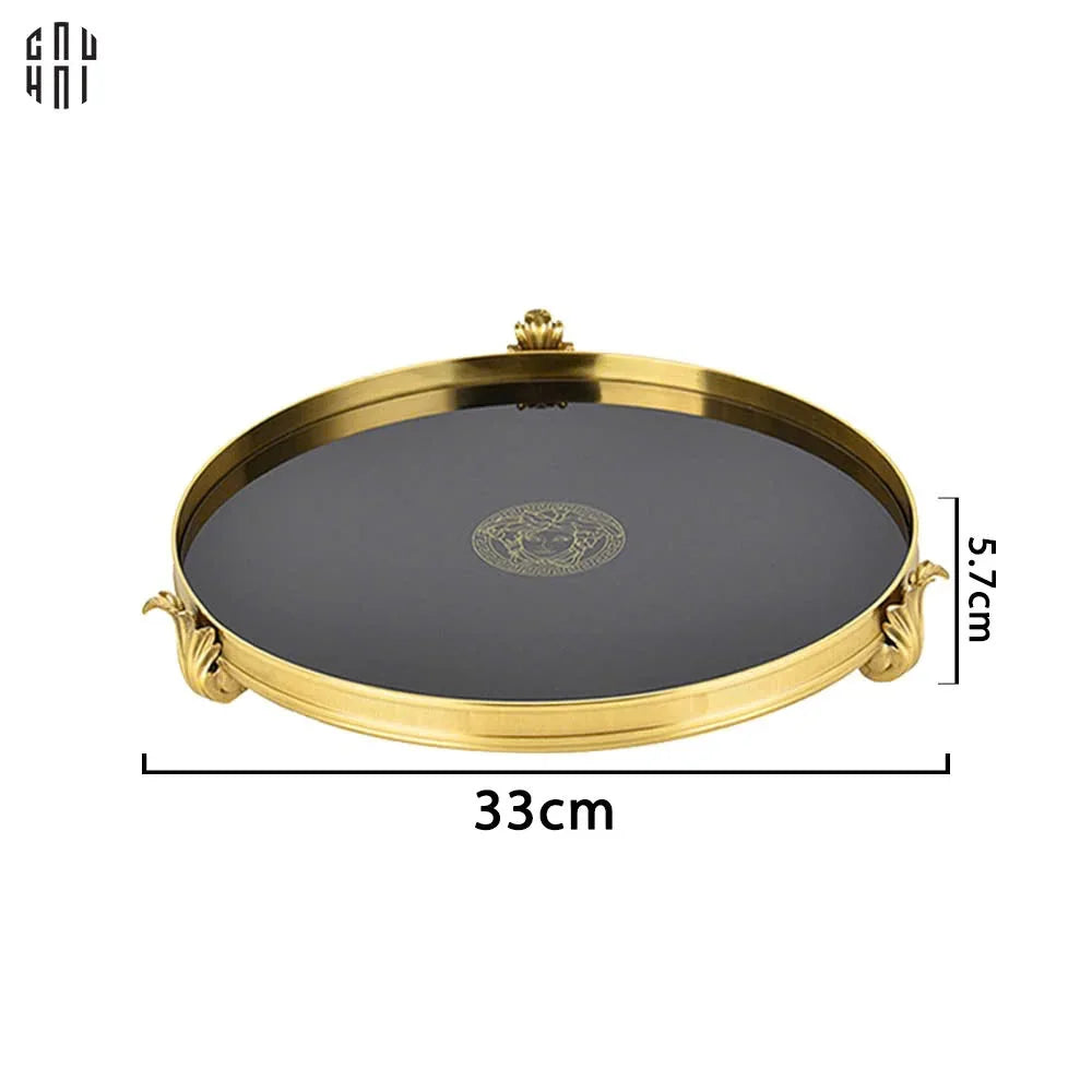 KHAY GƯƠNG TRÒN BRONZE BAROQUE BLACK MIRROR MEDUSA 32 SS25