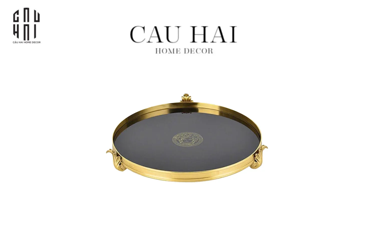 KHAY GƯƠNG TRÒN BRONZE BAROQUE BLACK MIRROR MEDUSA 32 SS25