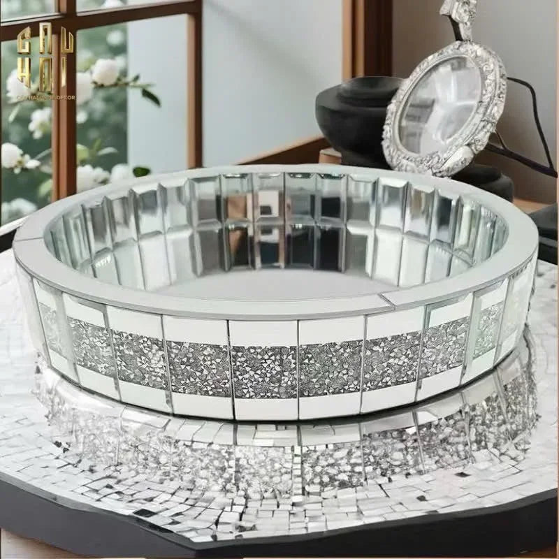KHAY TRÒN CRYSTAL MIRROR LUXE TRAY FW25