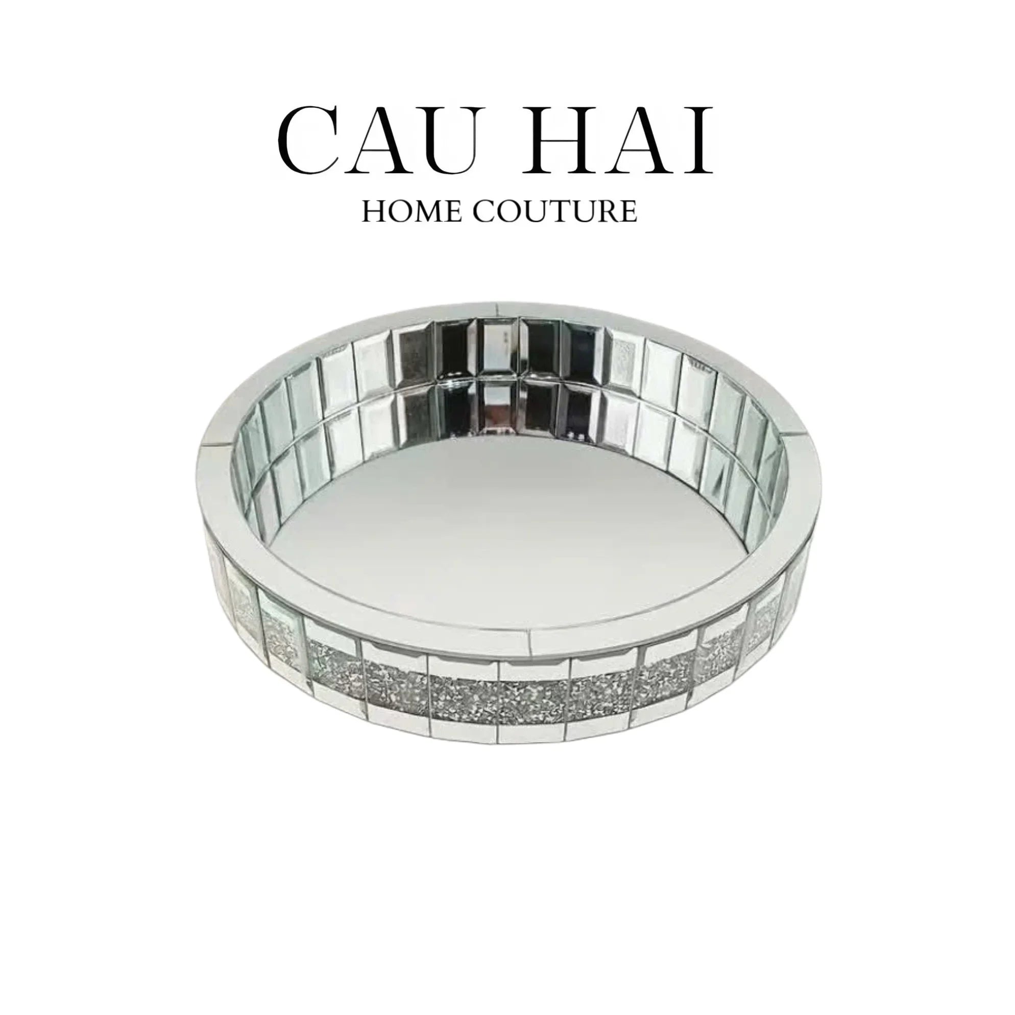 KHAY TRÒN CRYSTAL MIRROR LUXE TRAY FW25