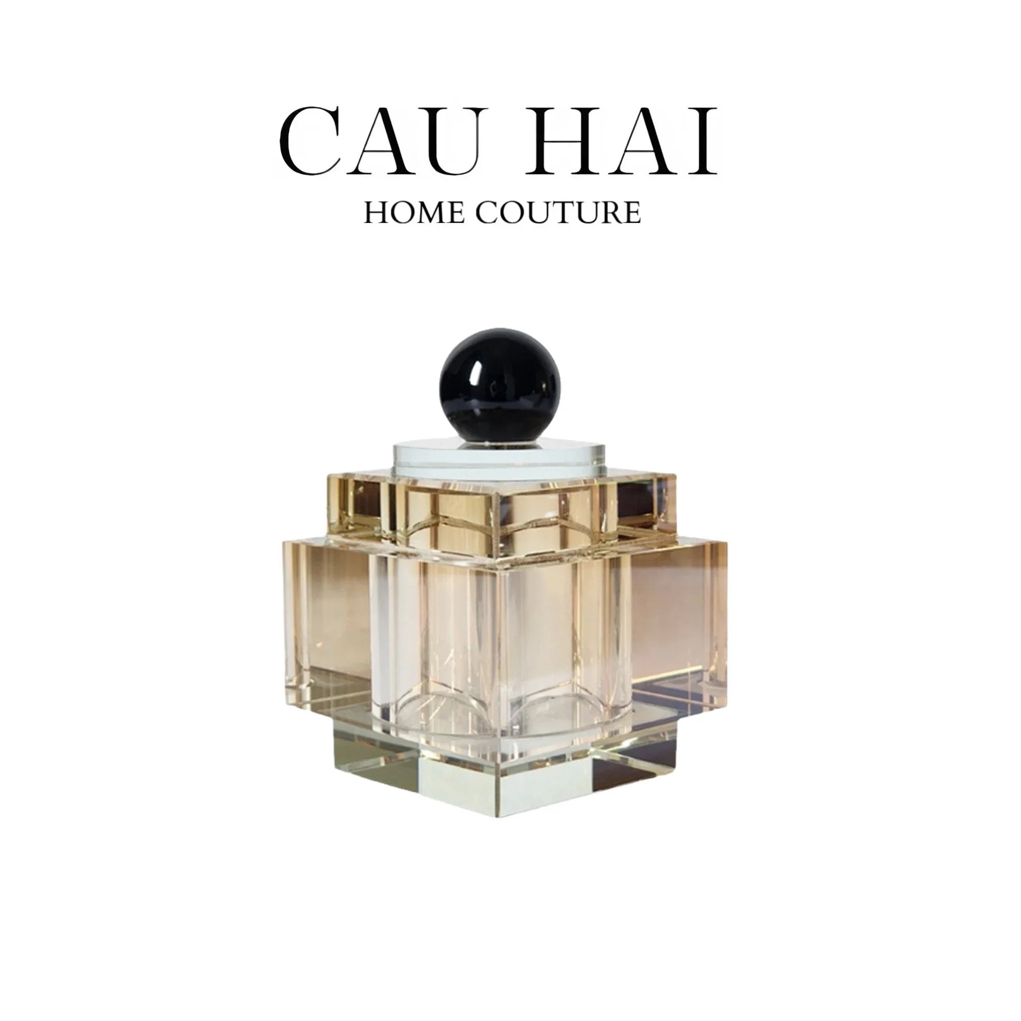 LỌ CRYSTAL OBSIDIAN CUBE - CHAMPAGNE