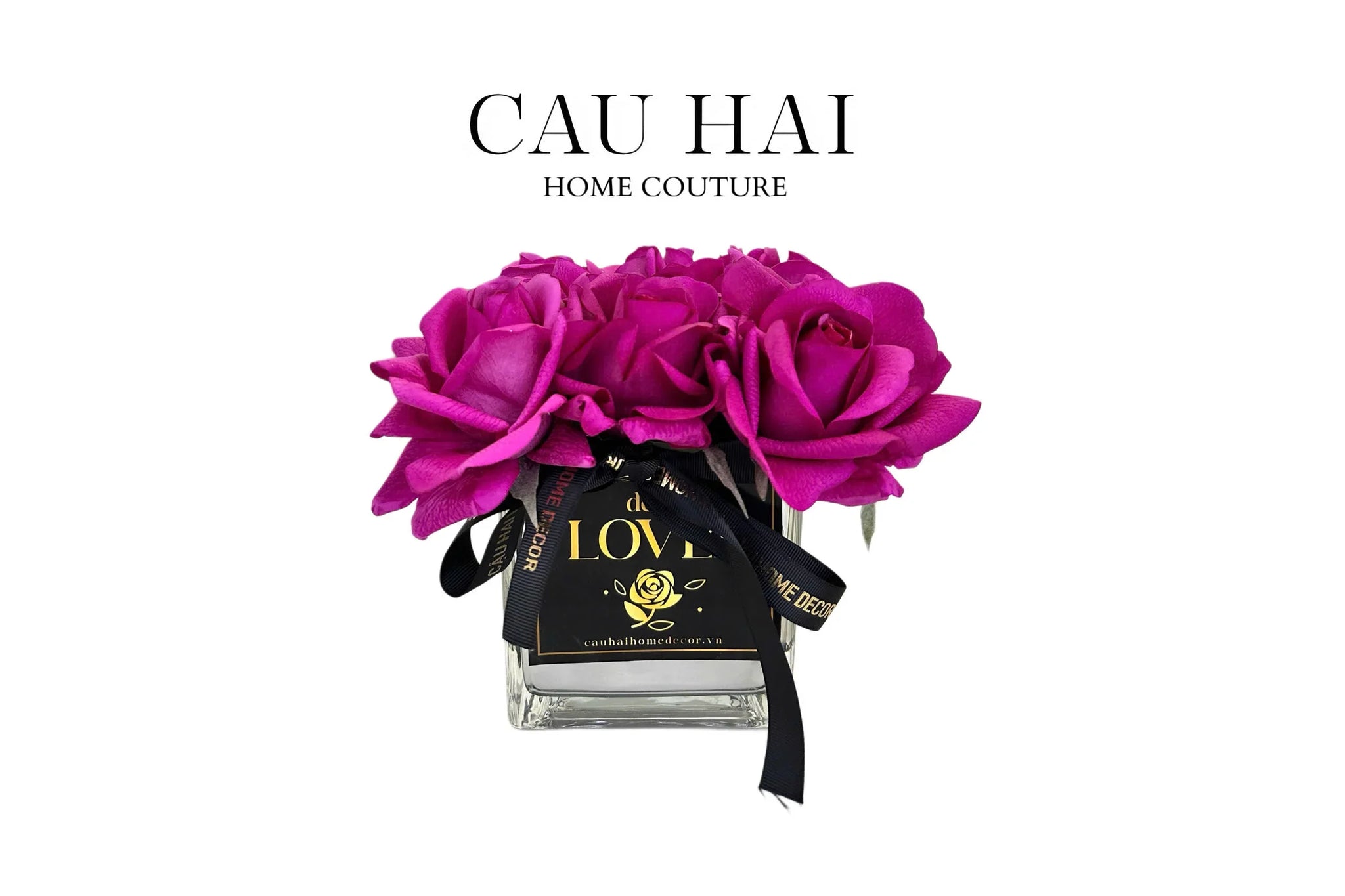 LỌ HOA HỒNG LỤA BỌC SÁP MEDIUM VIOLET RED - SILVER