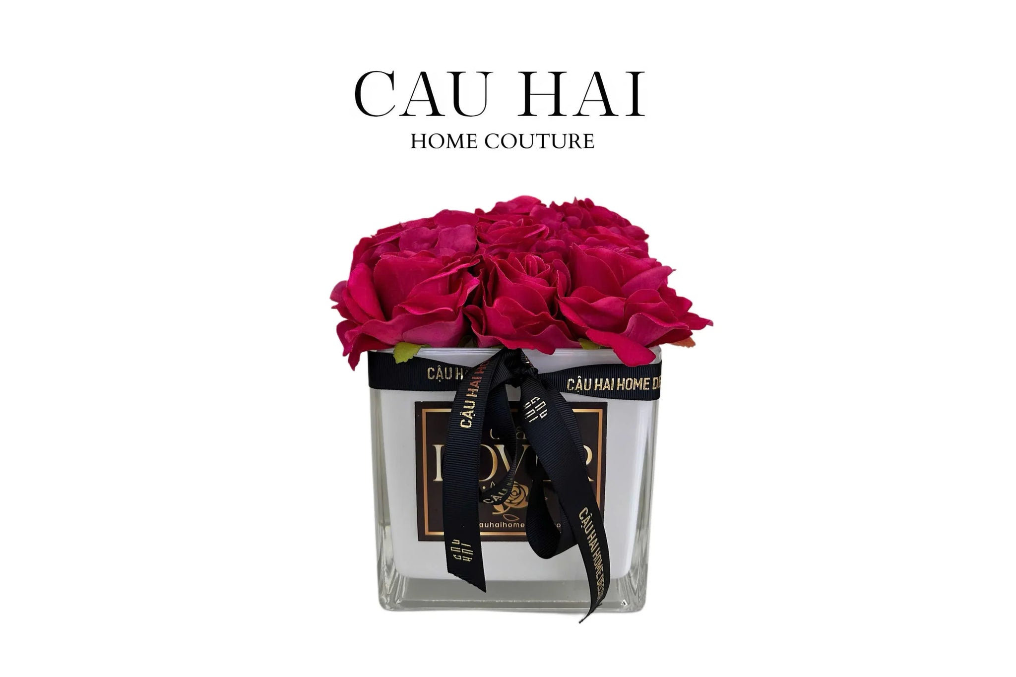 LỌ HOA HỒNG NHUNG MAGENTA VELVET DEAR LOVER - WHITE