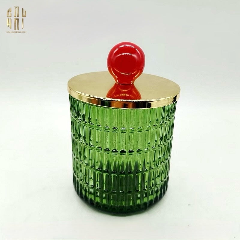 LỌ KẸO JADE CRYSTAL - OLIVE CHERRY JAR - CẬU HAI HOME DECOR