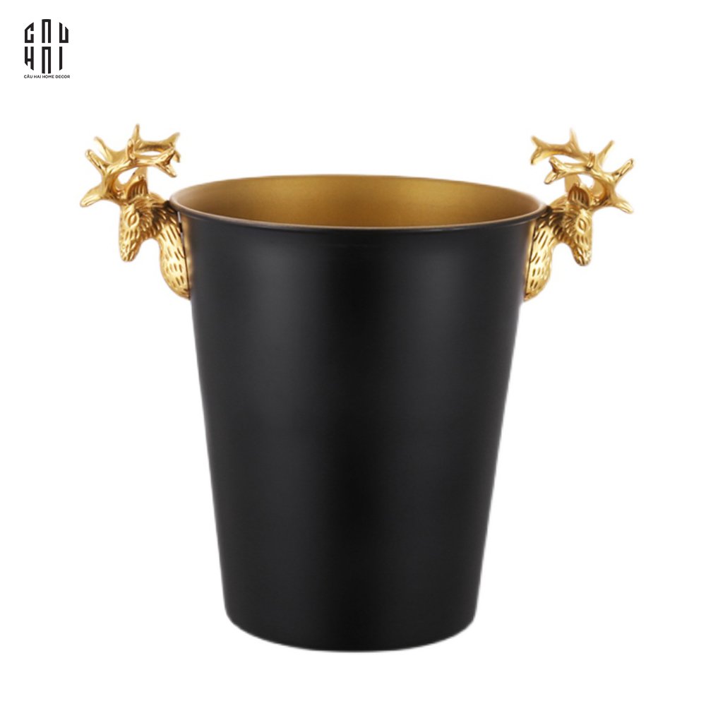 MAISON DE LUXE.- GOLDEN ELK ICE BUCKET BLACK 5L SS25 - CẬU HAI HOME DECOR