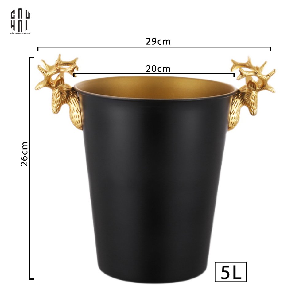 MAISON DE LUXE.- GOLDEN ELK ICE BUCKET BLACK 5L SS25 - CẬU HAI HOME DECOR