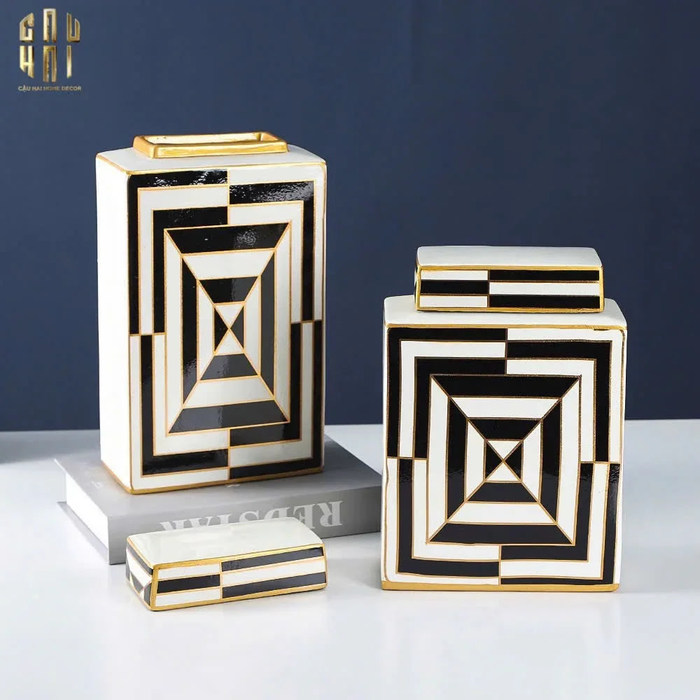 SET 2 BÌNH HOA GỐM TRÁNG MEN CARRÉ D’ART
