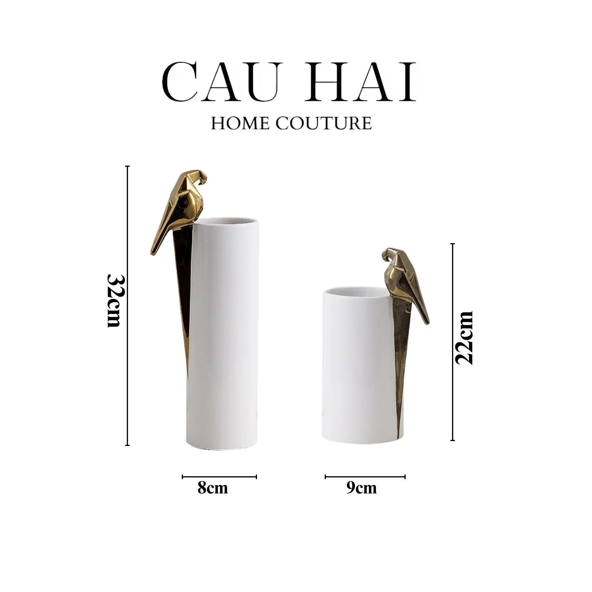 SET 2 BÌNH HOA SỨ - LUMIÈRE GEOMETRIC MACAW