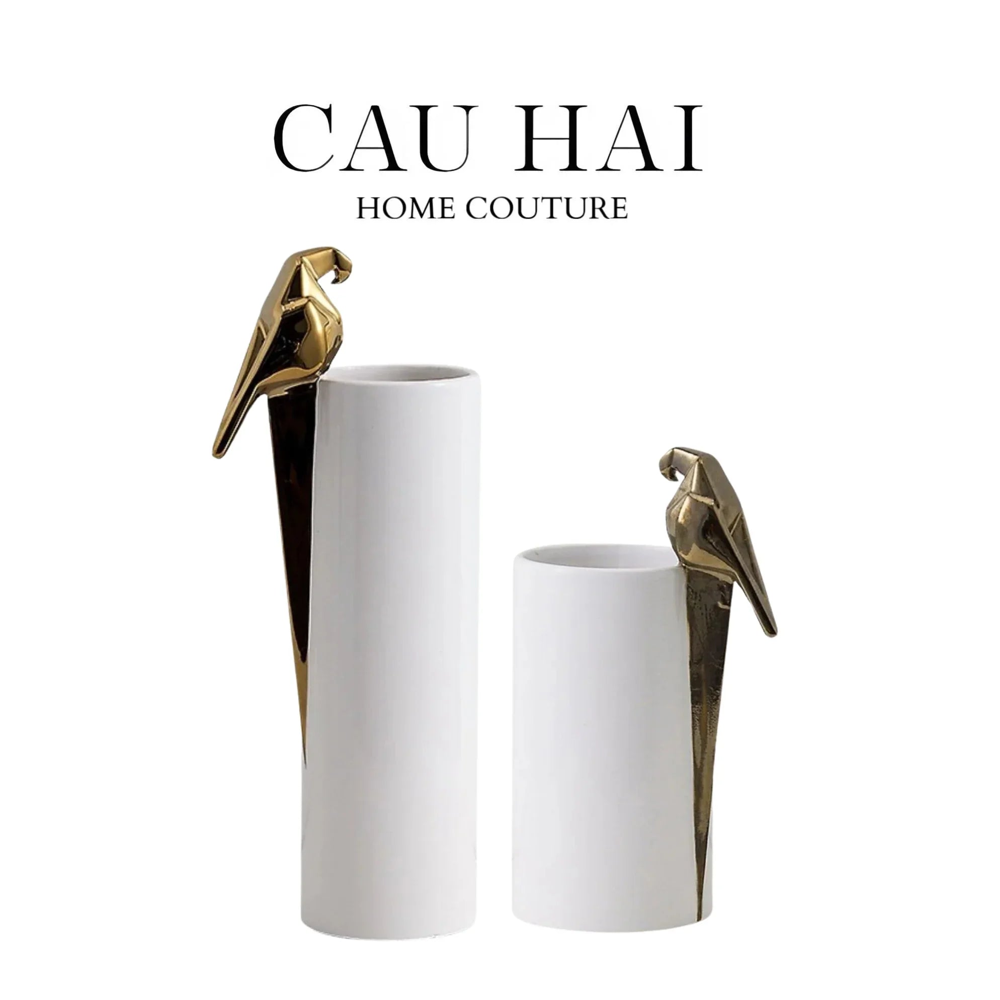 SET 2 BÌNH HOA SỨ - LUMIÈRE GEOMETRIC MACAW