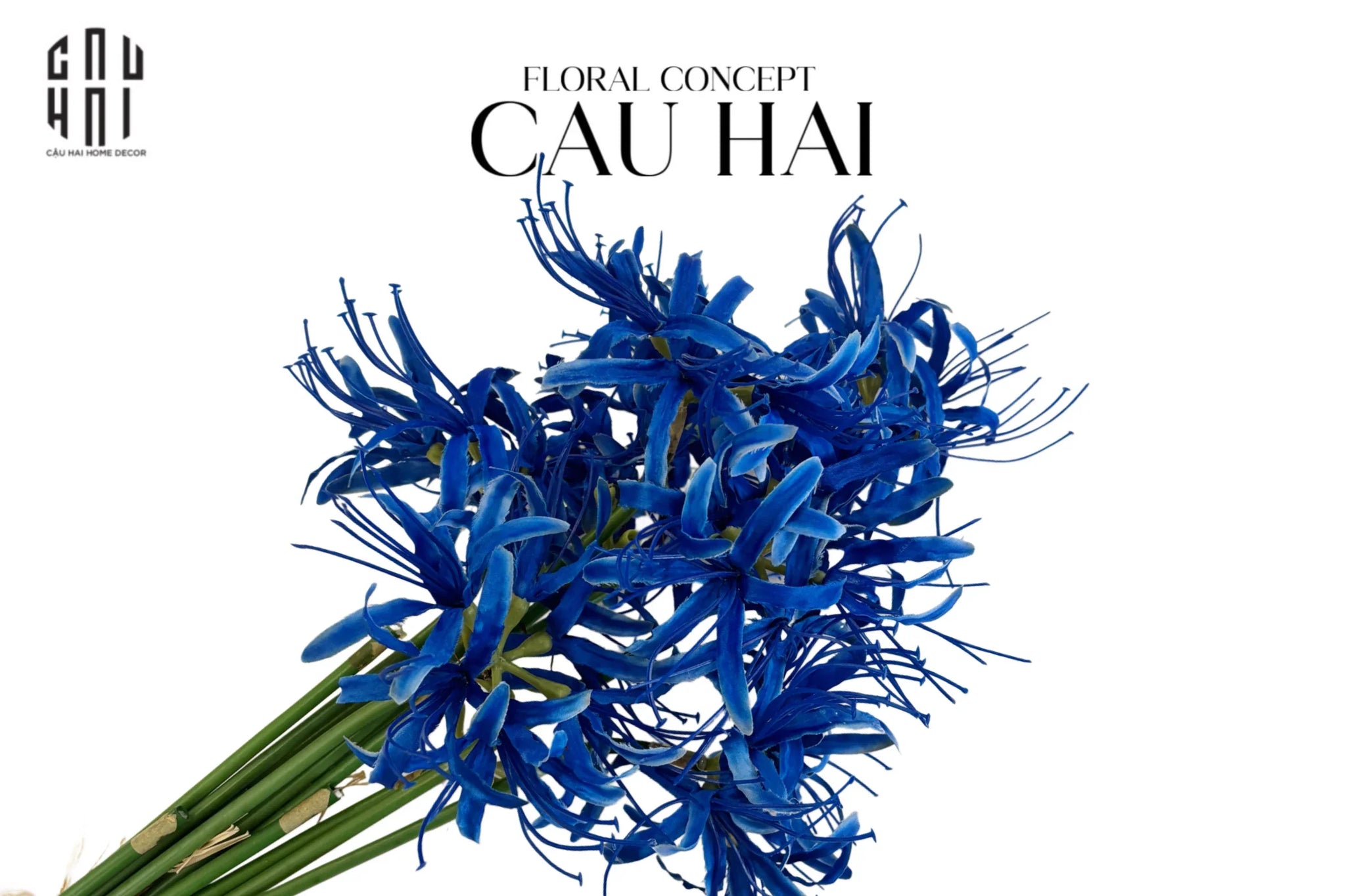 SET 2 CÀNH HOA BỈ NGẠN - DARK BLUE-CẬU HAI HOME DECOR