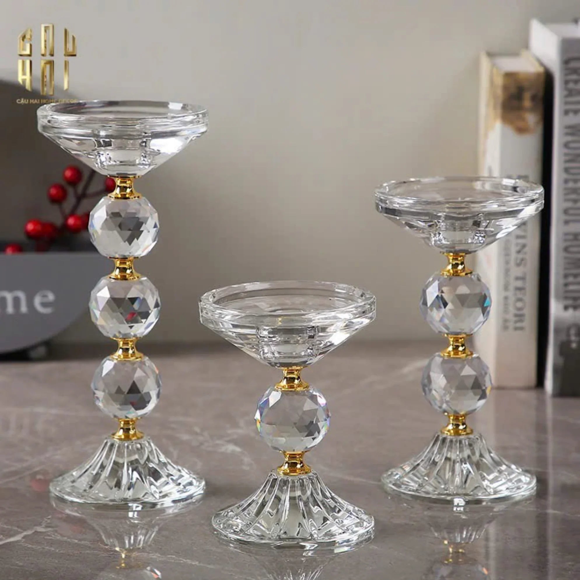 SET 3 ĐẾ NẾN CRYSTAL CROWN TRIO