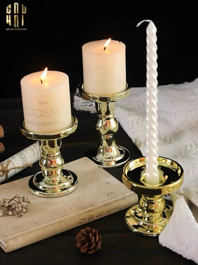 SET 3 ĐẾ NẾN THUỶ TINH GOLD LACQUERED CRYSTAL
