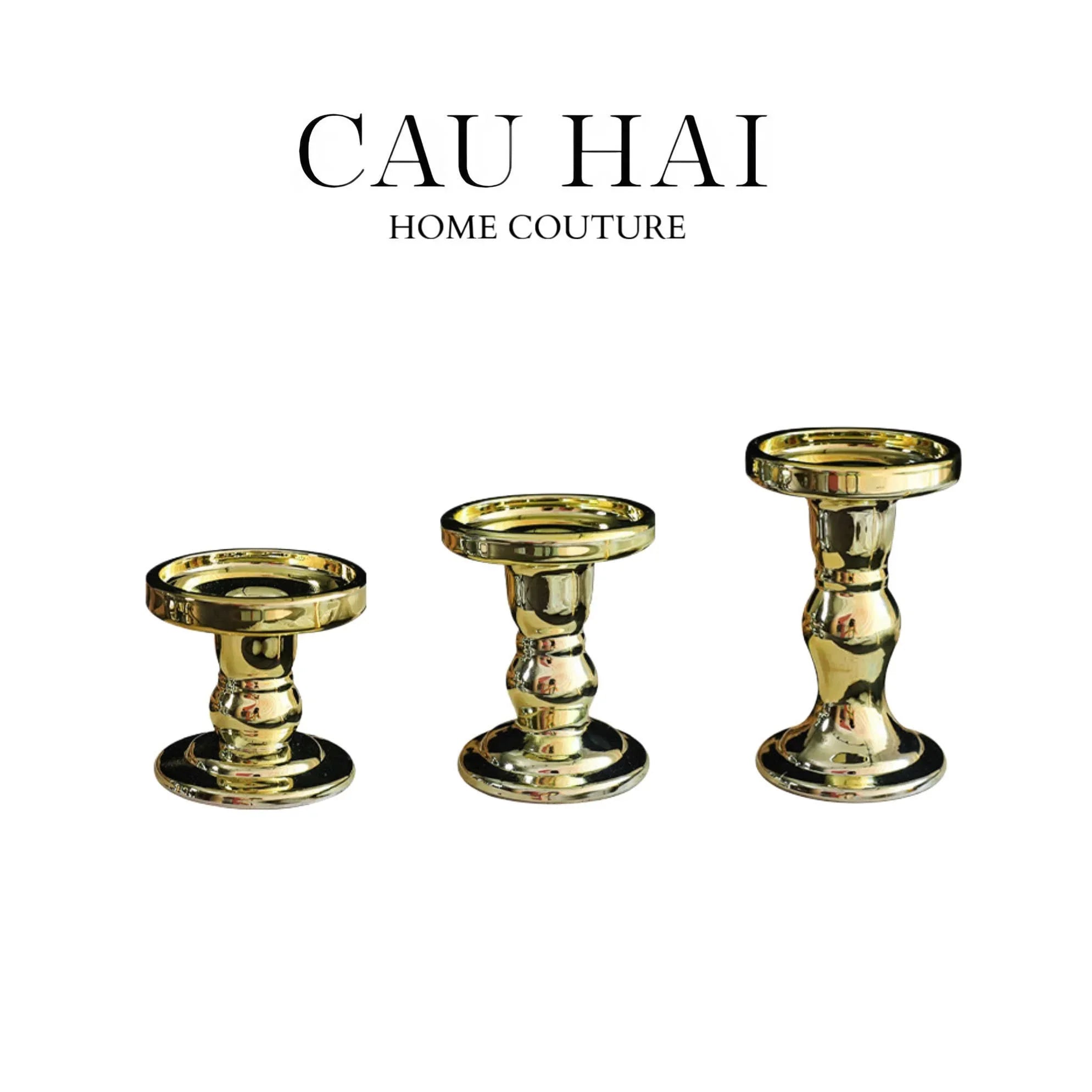 SET 3 ĐẾ NẾN THUỶ TINH GOLD LACQUERED CRYSTAL