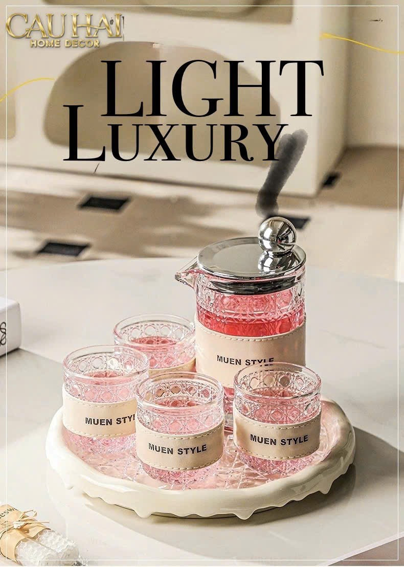 SET BÌNH NƯỚC THUỶ TINH JANIE 6PCS-CẬU HAI HOME DECOR