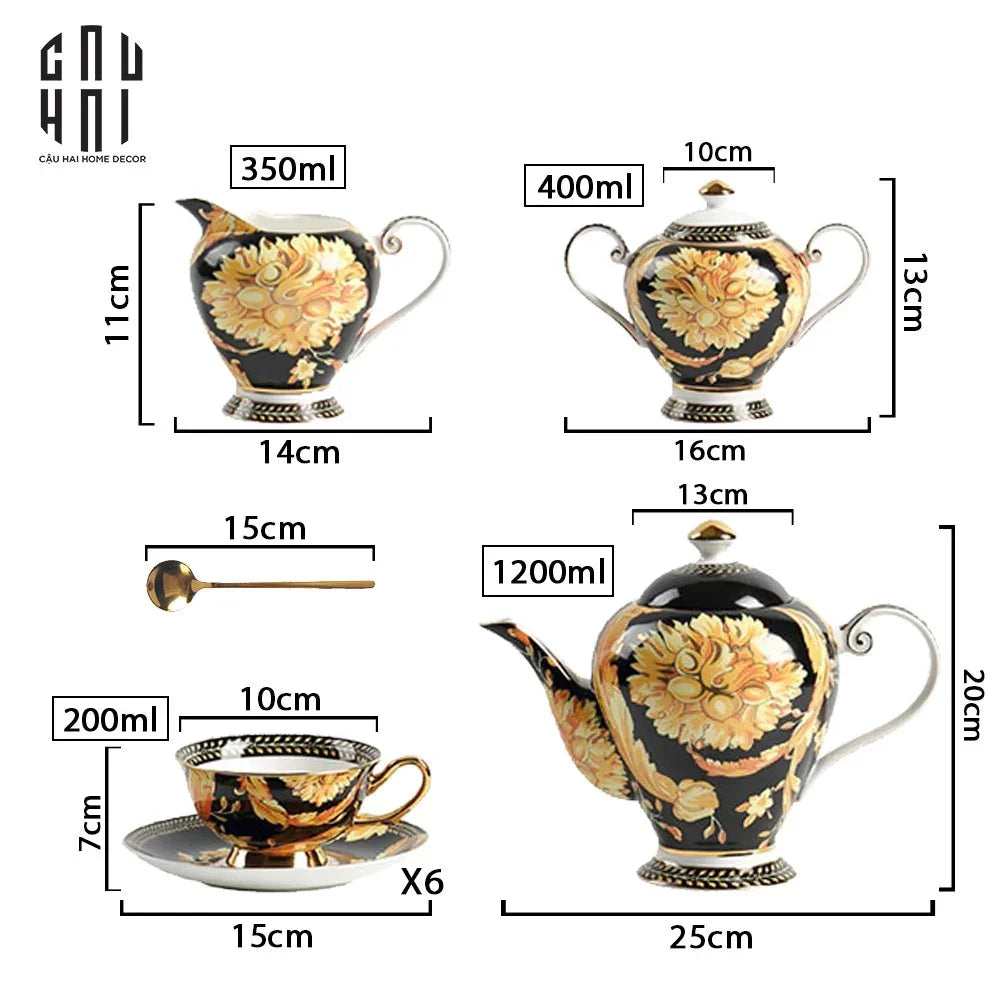 SET BÌNH TRÀ GIANNI VERS. LUXURIOUS BAROQUE DESIGN 21 PCS (***) SS2-CẬU HAI HOME DECOR