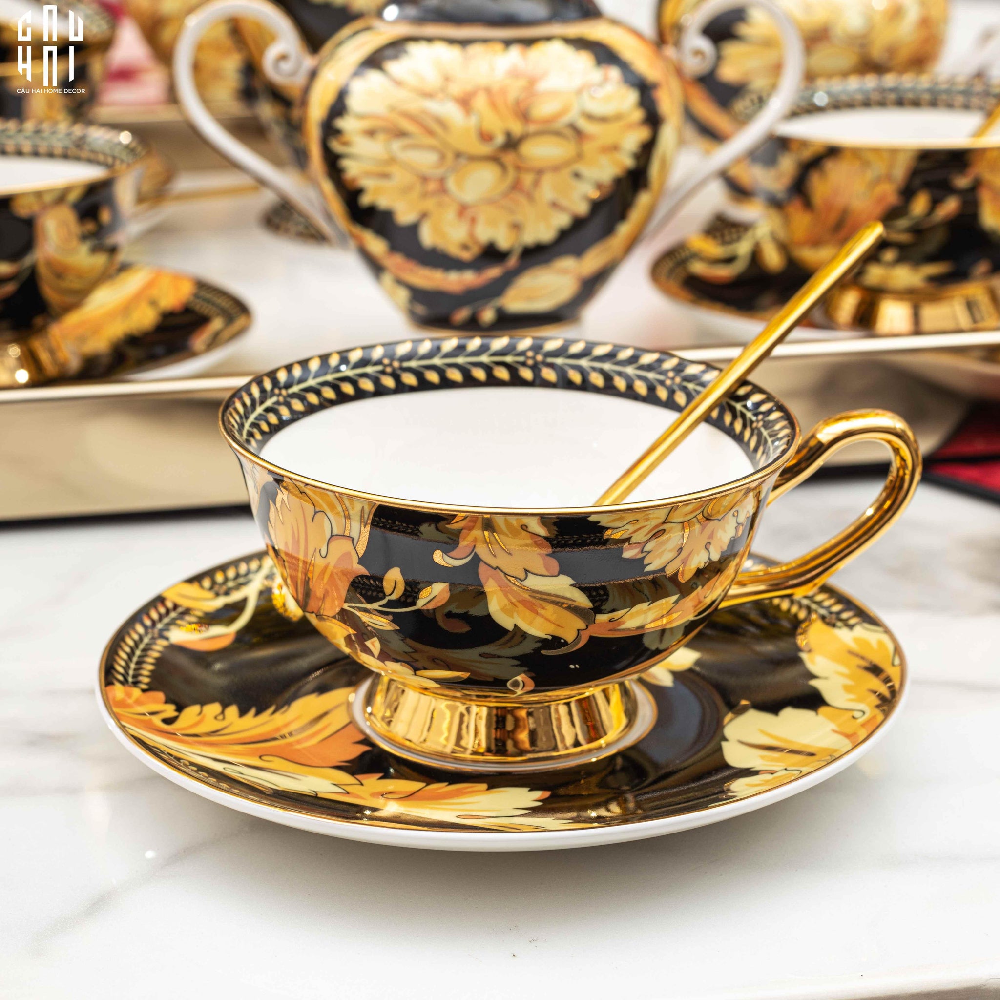 SET BÌNH TRÀ GIANNI VERS. LUXURIOUS BAROQUE DESIGN 21 PCS (***) SS2-CẬU HAI HOME DECOR