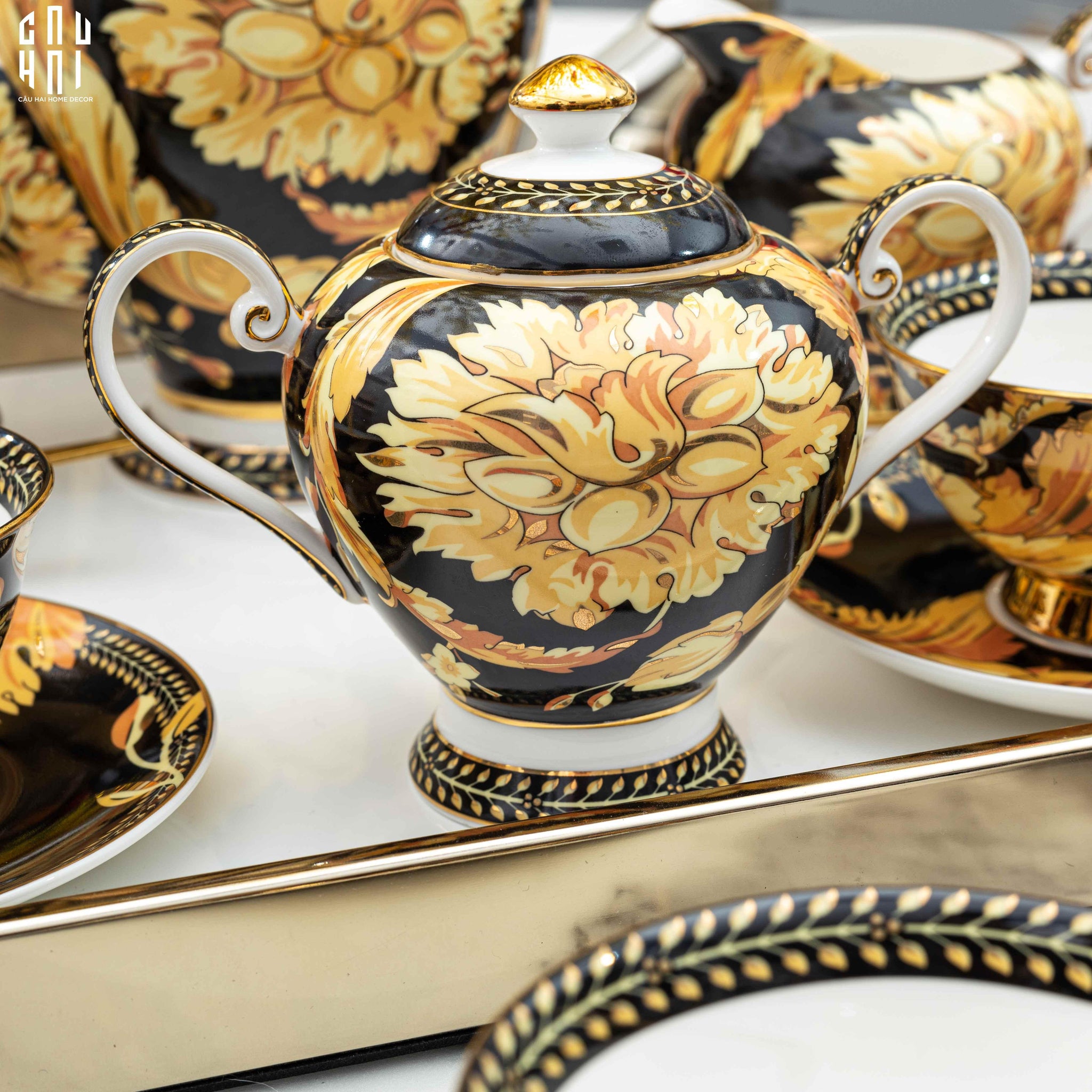 SET BÌNH TRÀ GIANNI VERS. LUXURIOUS BAROQUE DESIGN 21 PCS (***) SS2-CẬU HAI HOME DECOR