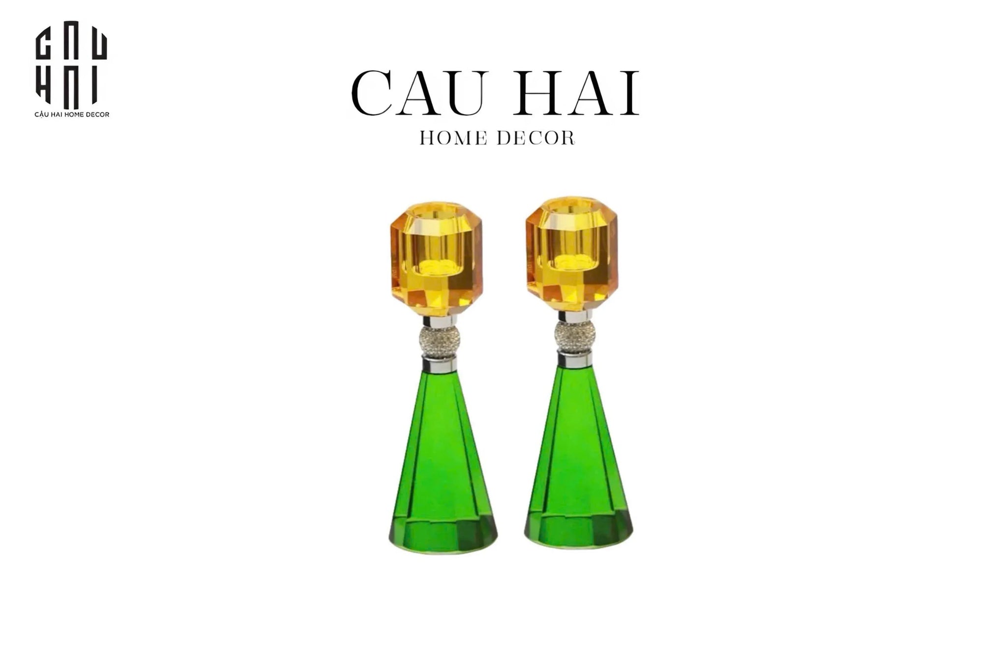 SET ĐẾ NẾN PHA LÊ - CANDLE GEM – EMERALD & CITRINE