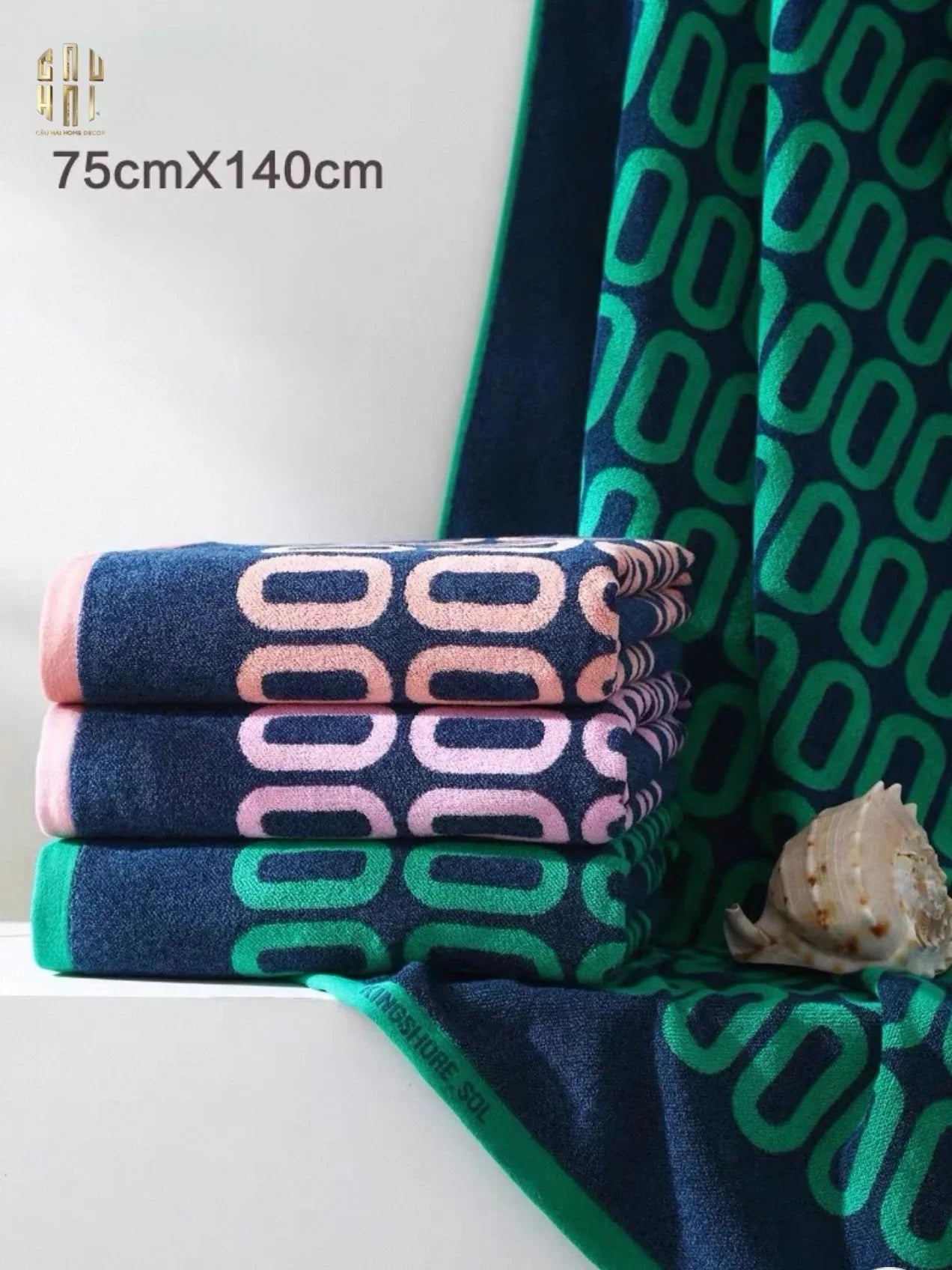 SET KHĂN TẮM 75x140 & 34x74 ZERO MONARCH - ROSE & NAVY