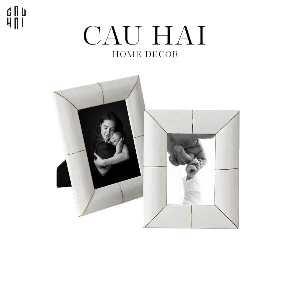 SET KHUNG ẢNH DA LEATHER UNIQUE WHITE BAMBOO
