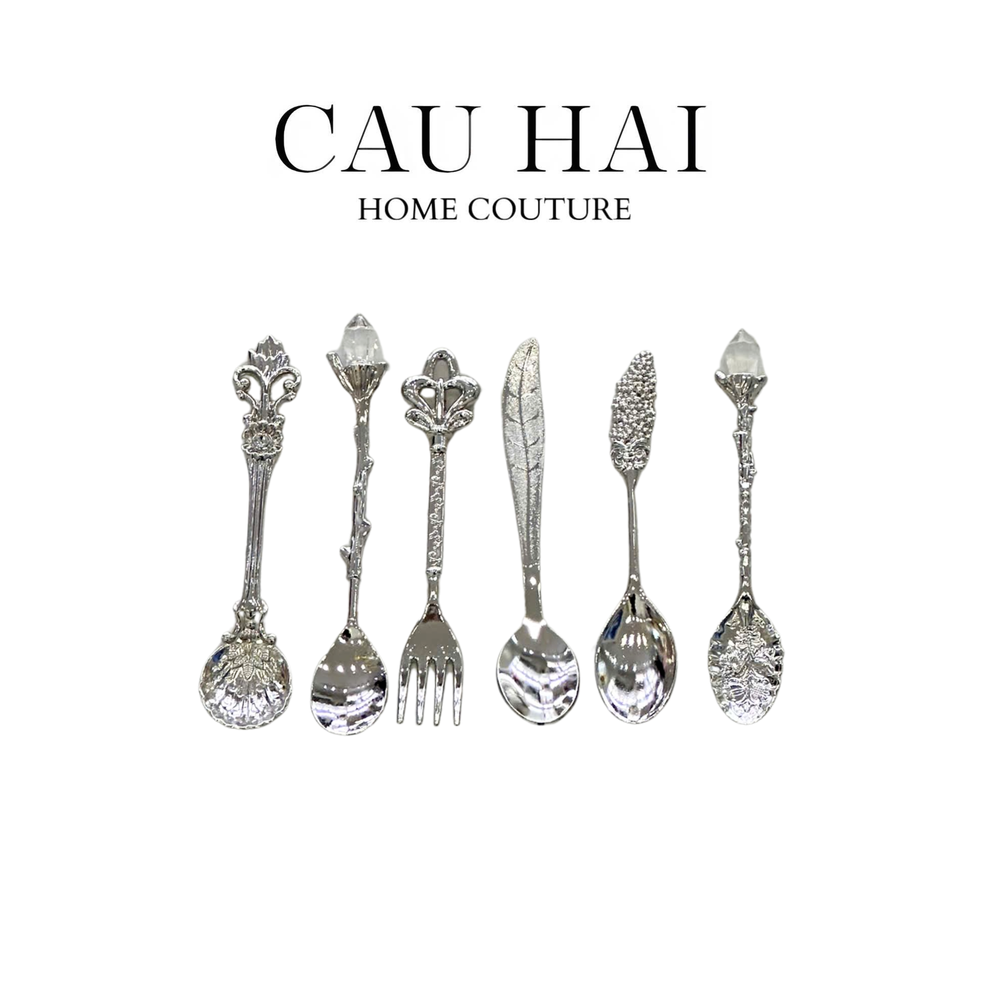SET MUỖNG COFFEE SPOON SILVER ANTIQUE 6 CÁI