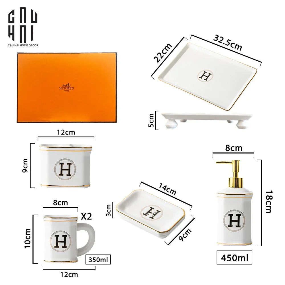 SET NHÀ TẮM HENDERSON 6PCS SS25-CẬU HAI HOME DECOR