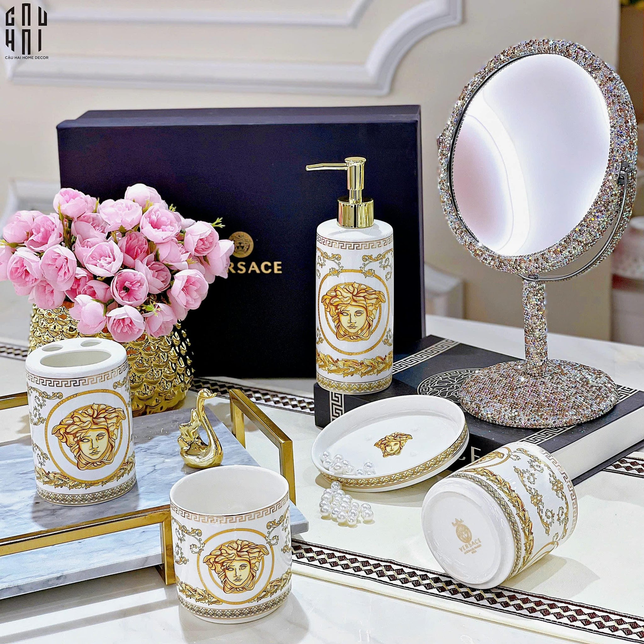 SET NHÀ TẮM WHITE VIRTUS GALA 5pcs Full Box SA25-CẬU HAI HOME DECOR