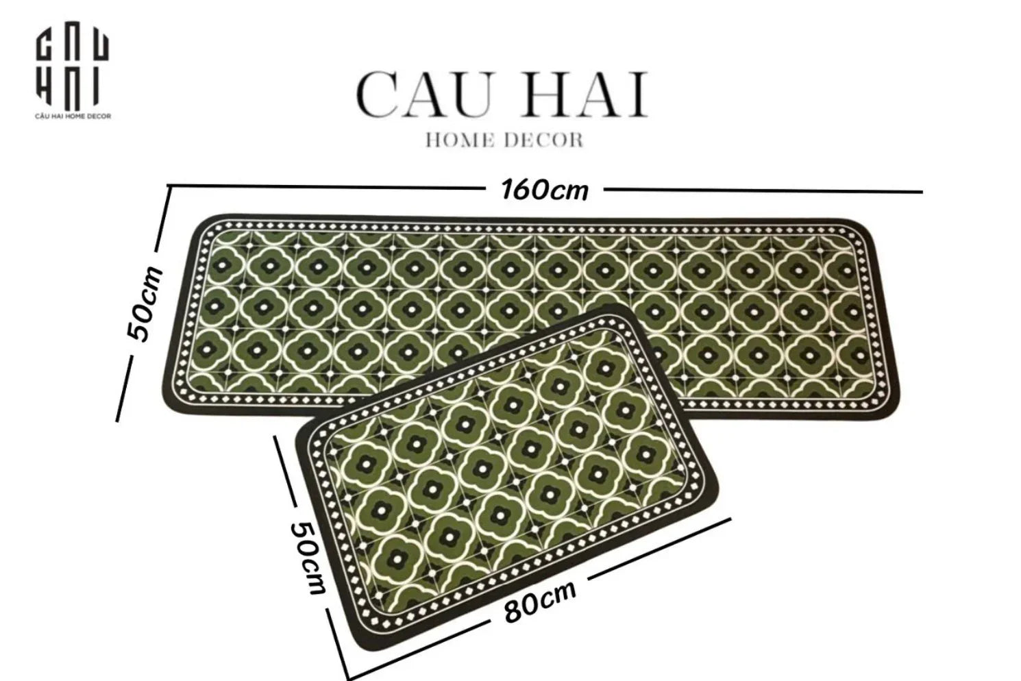 SET THẢM BẾP MICROFIBER OLIVE PETALS 1M6