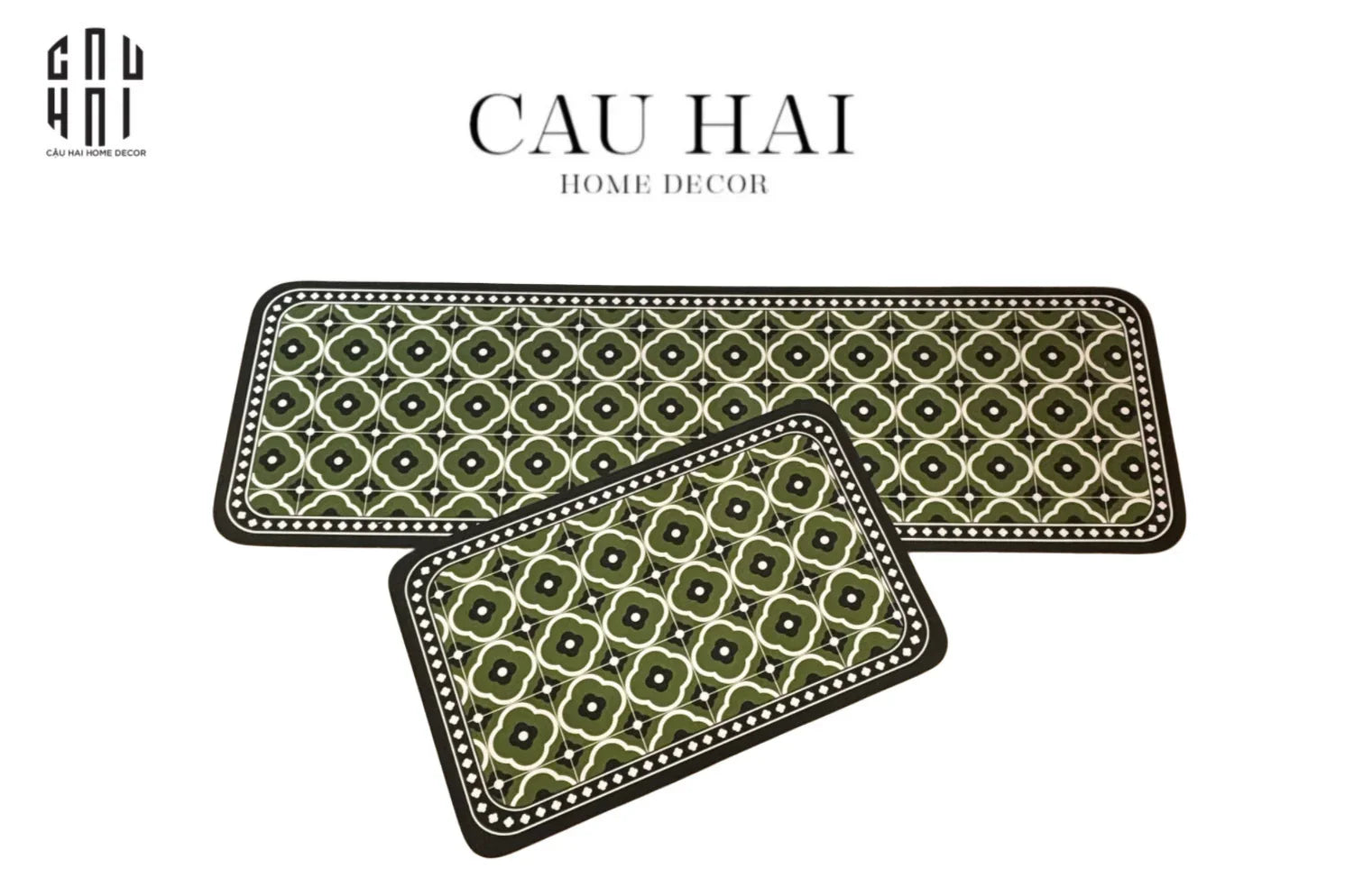 SET THẢM BẾP MICROFIBER OLIVE PETALS 1M6