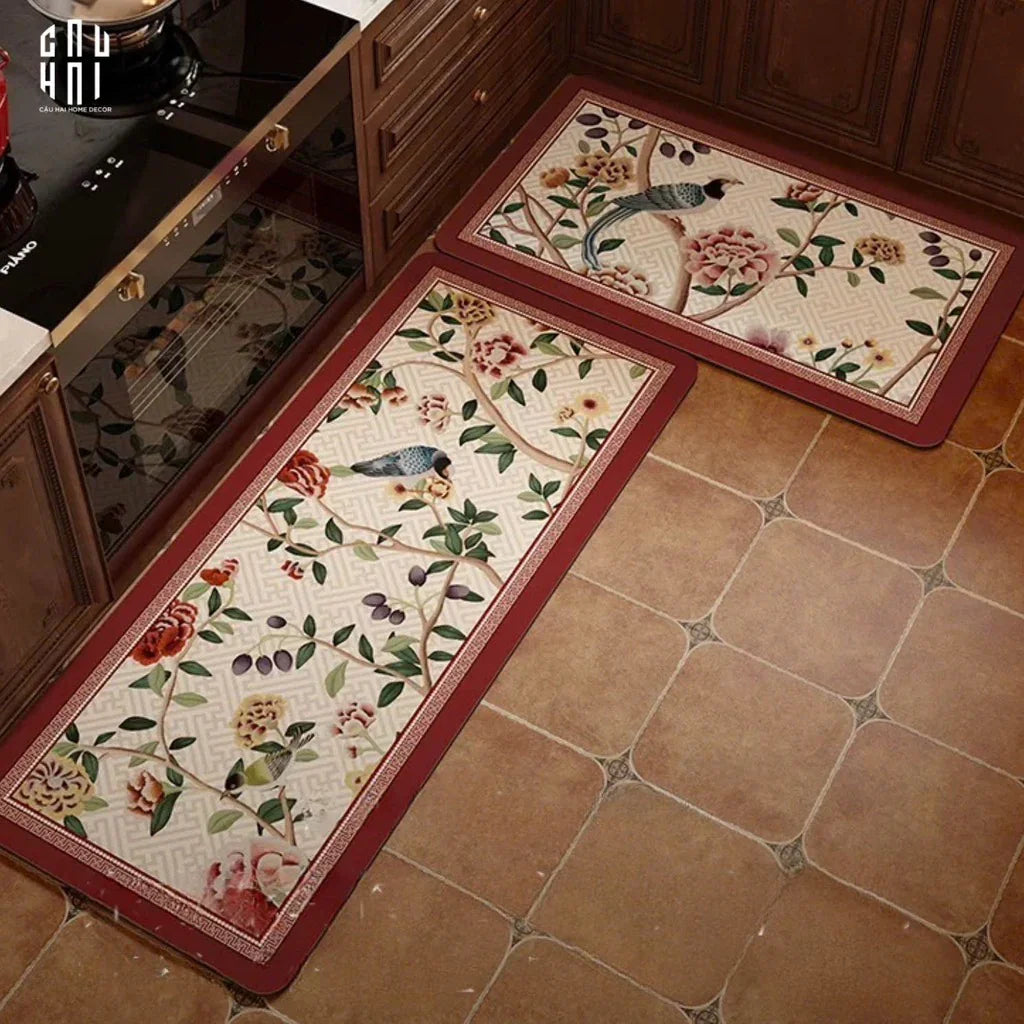 SET THẢM BẾP MICROFIBER PHEASANT IN BLOOM 1M5
