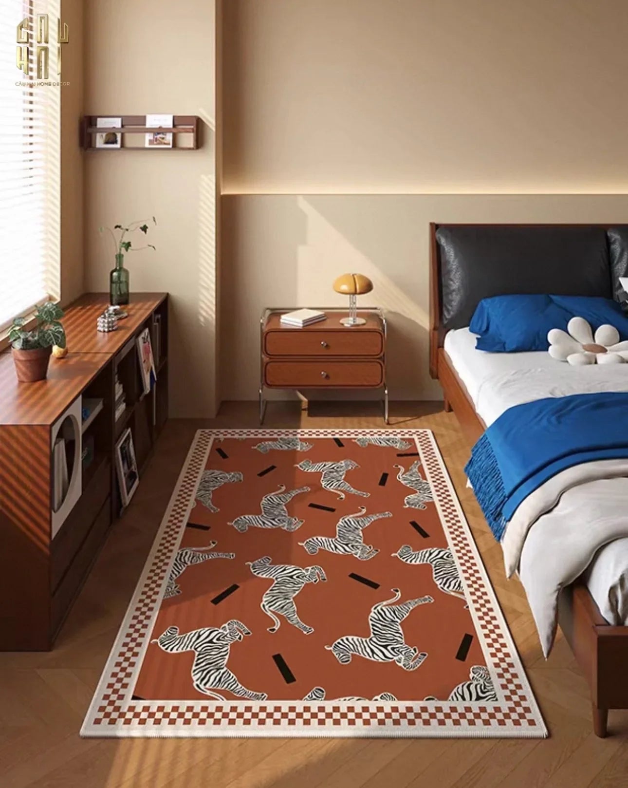 THẢM BED NHUNG BỈ 80X160 - ZEBRA DANCE - SIENNA