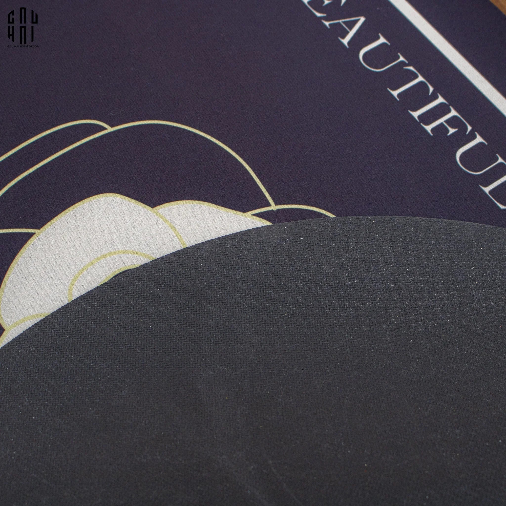 THẢM CHÂN OVAL BLACK CAMELLIA 50X80 CM-CẬU HAI HOME DECOR