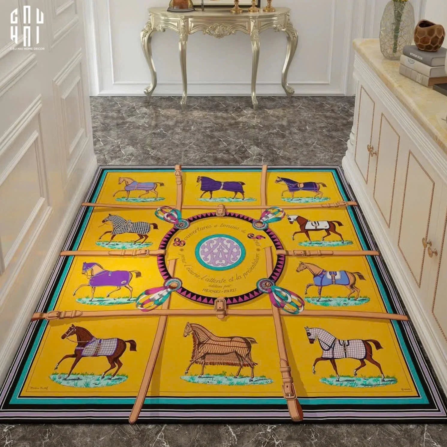 THẢM CỬA NHUNG BỈ 80x120 - DOOR MAT JAUNE BLANC RENAISSANCE