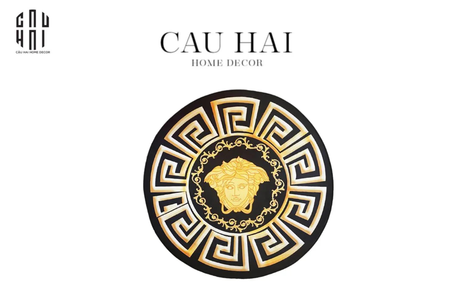 THẢM TRÒN D80 TRẢI SÀN NHUNG BỈ - ROUND CARPET GIANNI VERS. MEDUSA GREEK KEY