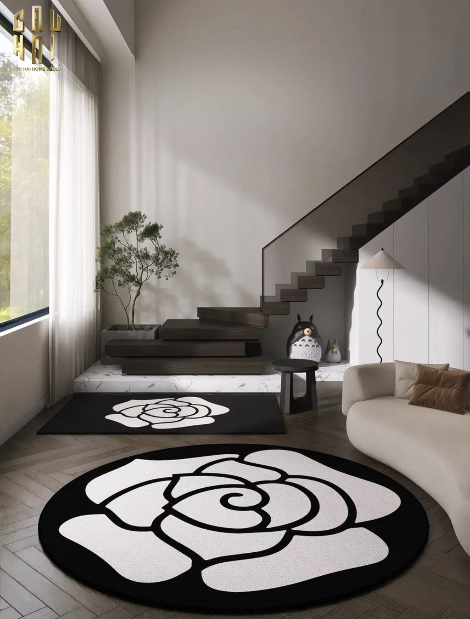 THẢM TRÒN NHUNG BỈ D120 CAMÉLIA BLANC - CIRCLE