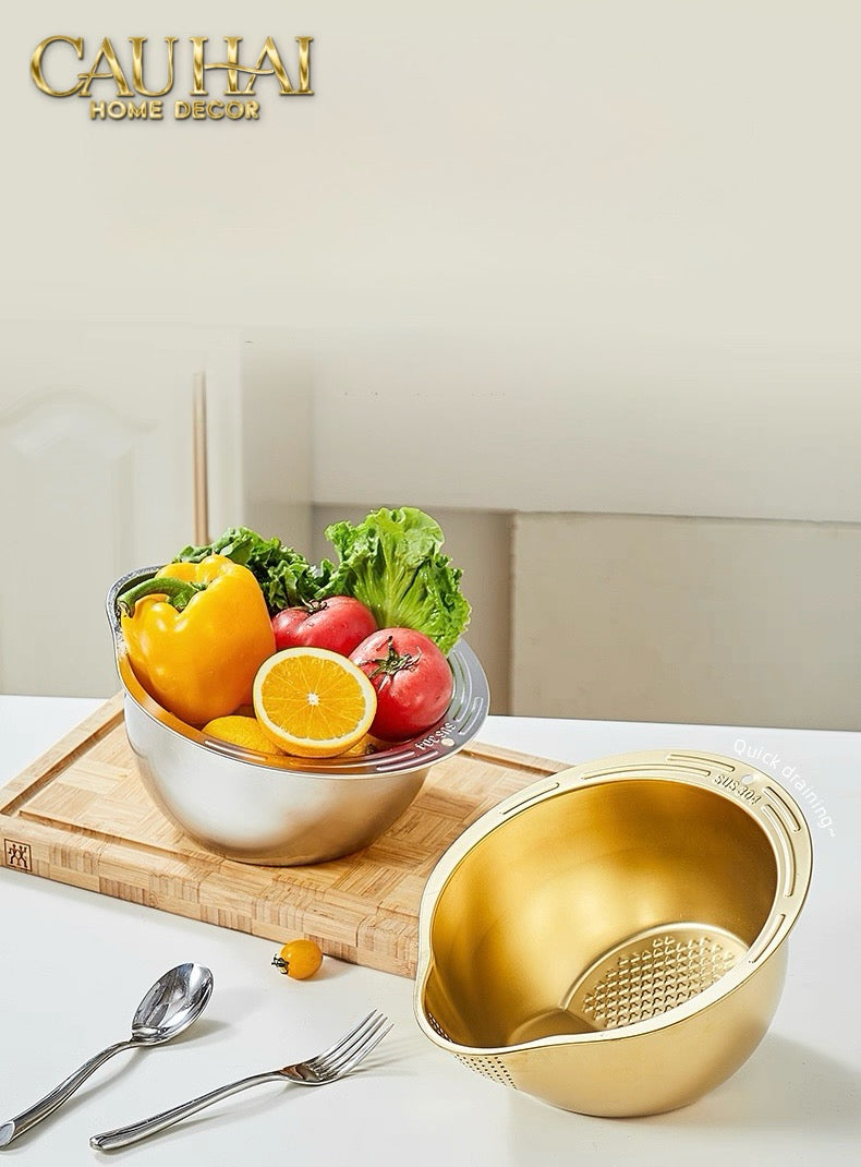 THAU RỬA RAU CỦ - ÉCLAT STAINLESS WASHING BOWL-CẬU HAI HOME DECOR